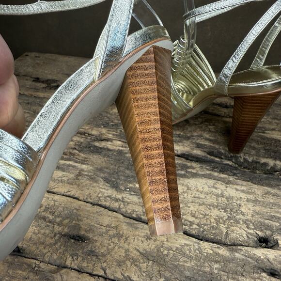 Calvin Klein Rene Metallic Gold Heels Y2K 2000s Strappy Sandals Women’s 6 - Picture 7 of 11